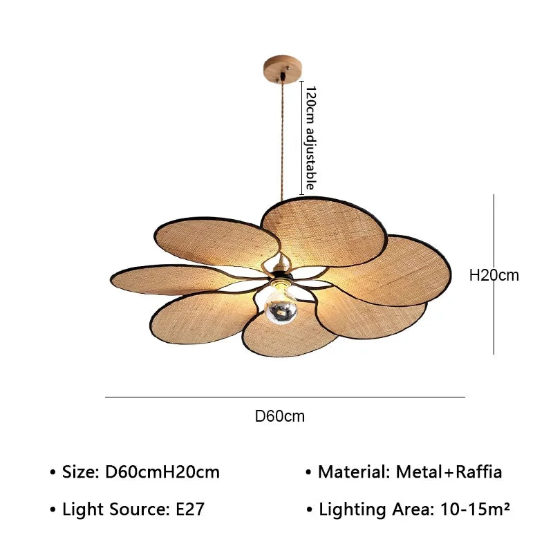 Blomsterformet Taklampe i Naturmateriale – Bohem & Skandinavisk Stil