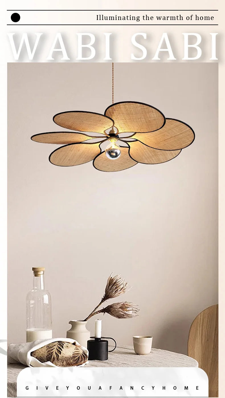 Blomsterformet Taklampe i Naturmateriale – Bohem & Skandinavisk Stil