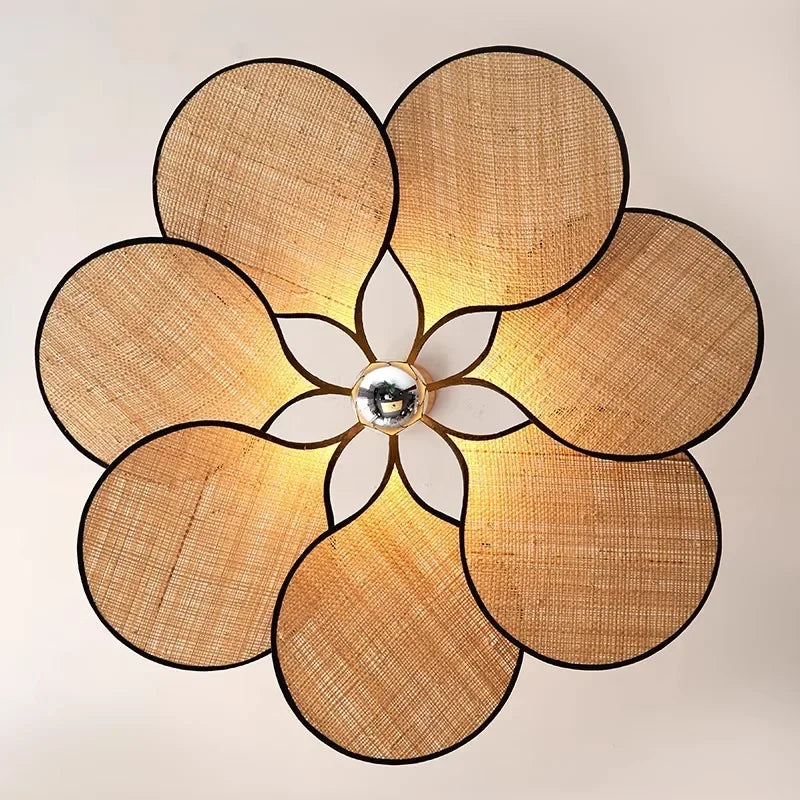 Blomsterformet Taklampe i Naturmateriale – Bohem & Skandinavisk Stil