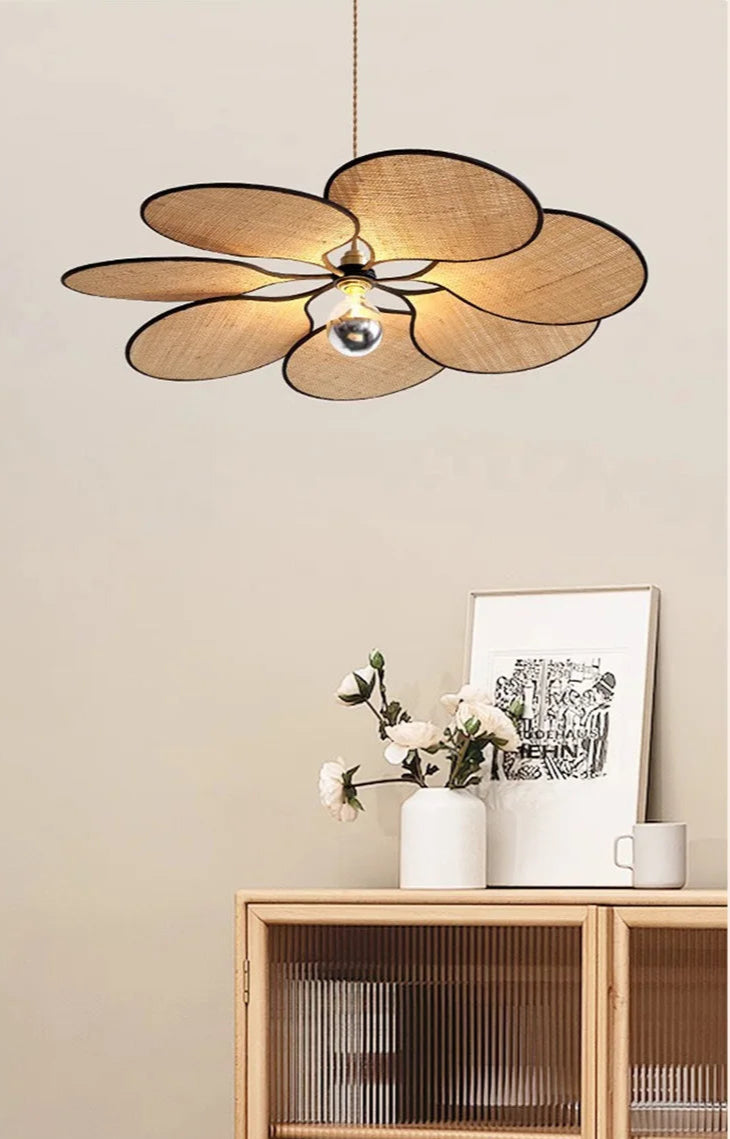 Blomsterformet Taklampe i Naturmateriale – Bohem & Skandinavisk Stil