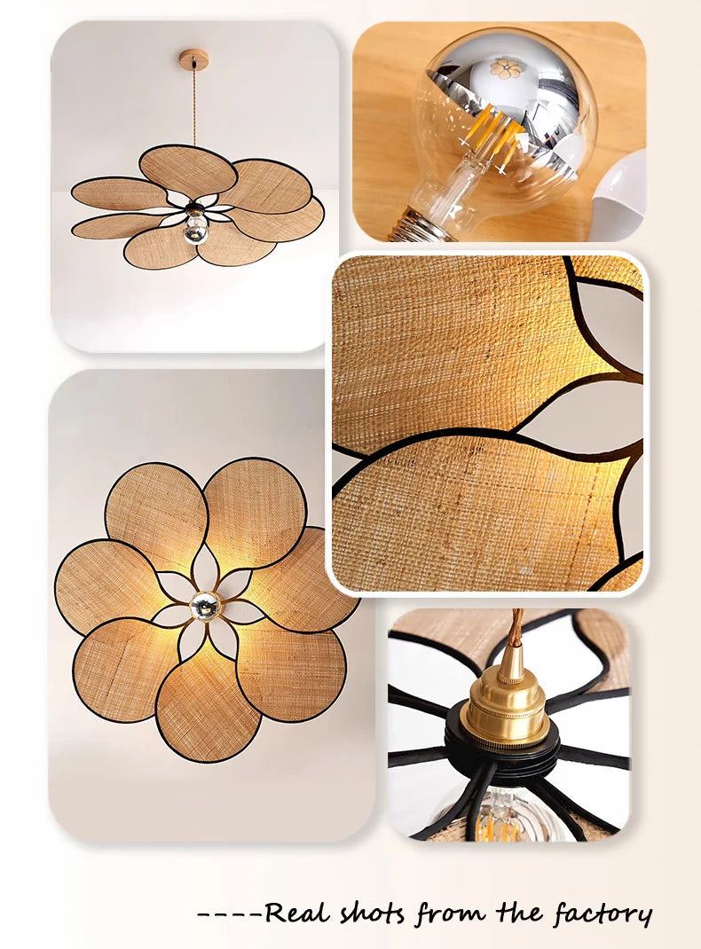 Blomsterformet Taklampe i Naturmateriale – Bohem & Skandinavisk Stil