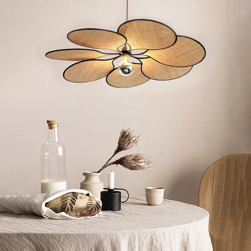 Blomsterformet Taklampe i Naturmateriale – Bohem & Skandinavisk Stil