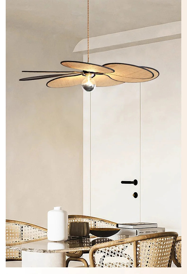 Blomsterformet Taklampe i Naturmateriale – Bohem & Skandinavisk Stil