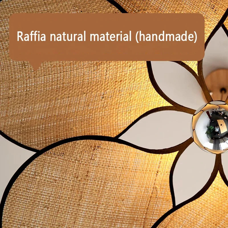 Blomsterformet Taklampe i Naturmateriale – Bohem & Skandinavisk Stil