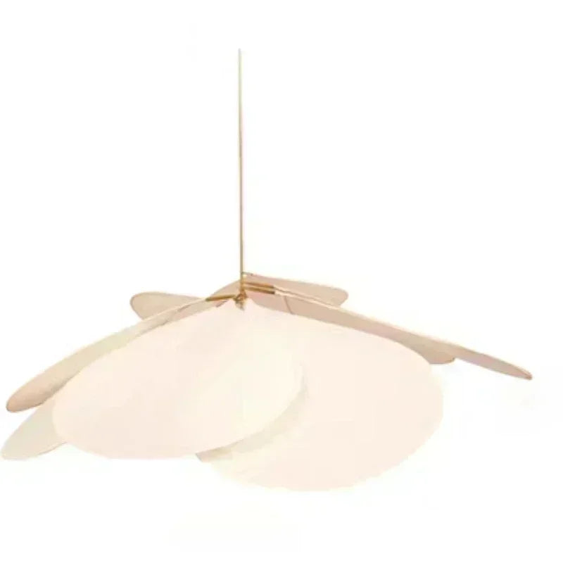 Japandi Bladformet Taklampe – Håndlaget Stoffdesign
