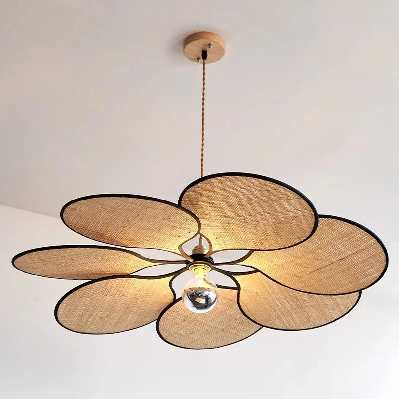 Blomsterformet Taklampe i Naturmateriale – Bohem & Skandinavisk Stil