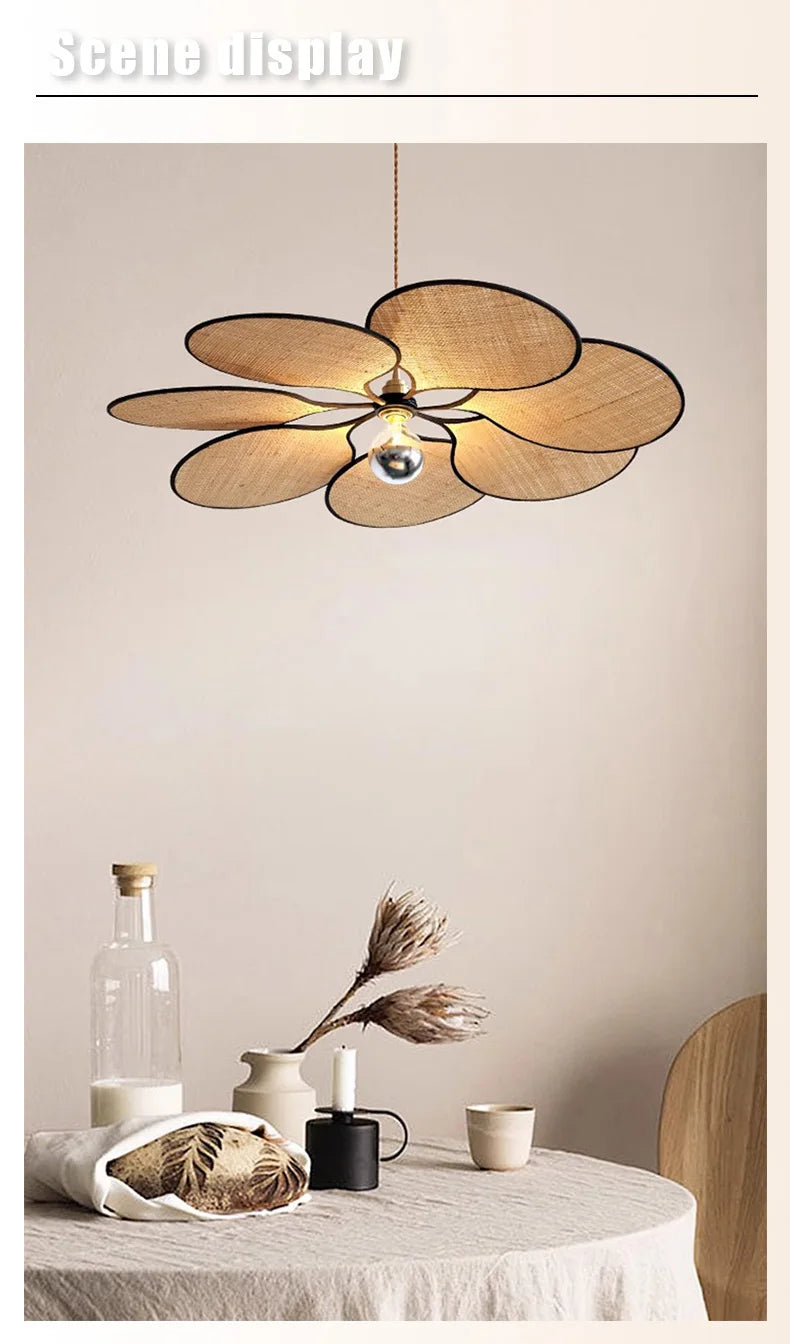 Blomsterformet Taklampe i Naturmateriale – Bohem & Skandinavisk Stil
