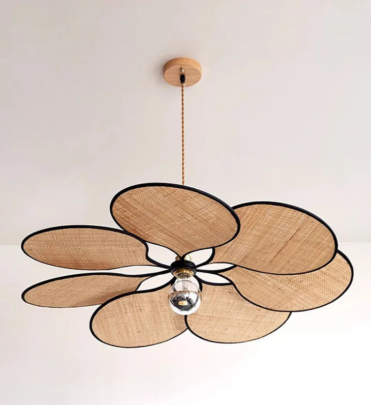 Blomsterformet Taklampe i Naturmateriale – Bohem & Skandinavisk Stil
