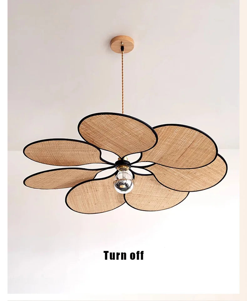 Blomsterformet Taklampe i Naturmateriale – Bohem & Skandinavisk Stil