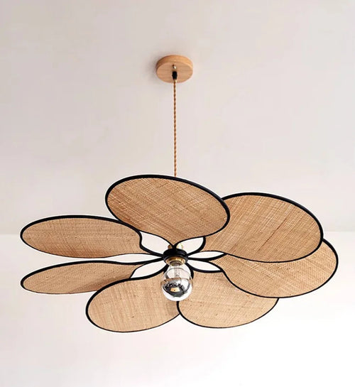 Blomsterformet Taklampe i Naturmateriale – Bohem & Skandinavisk Stil