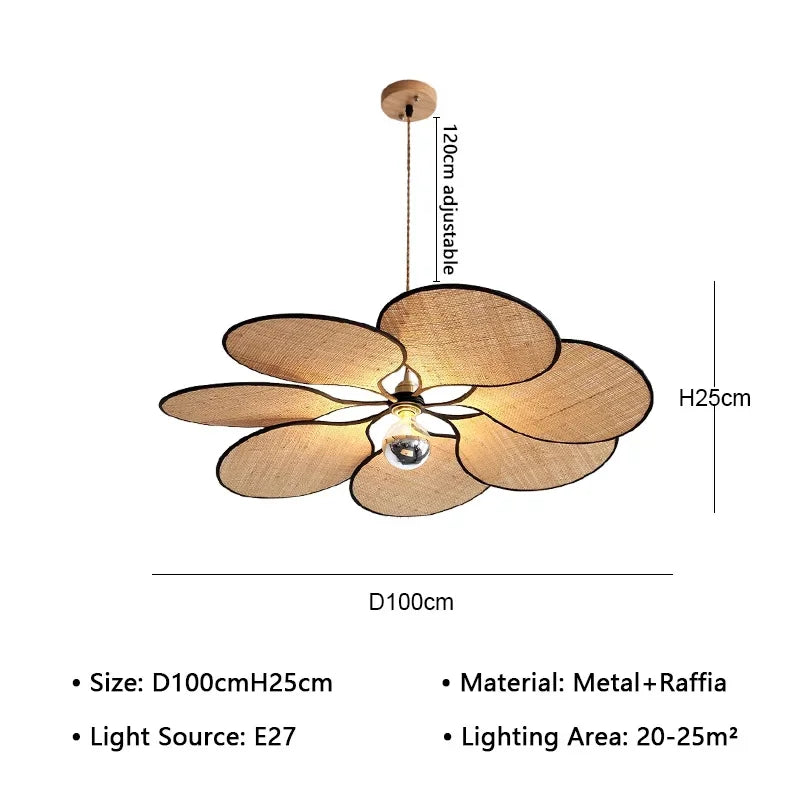 Blomsterformet Taklampe i Naturmateriale – Bohem & Skandinavisk Stil