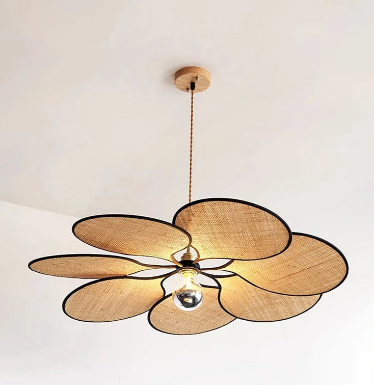 Blomsterformet Taklampe i Naturmateriale – Bohem & Skandinavisk Stil
