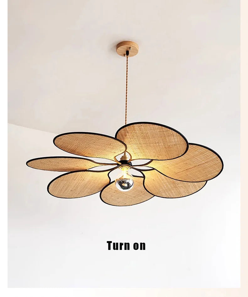 Blomsterformet Taklampe i Naturmateriale – Bohem & Skandinavisk Stil