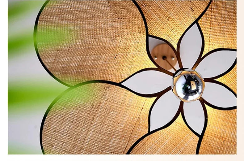 Blomsterformet Taklampe i Naturmateriale – Bohem & Skandinavisk Stil